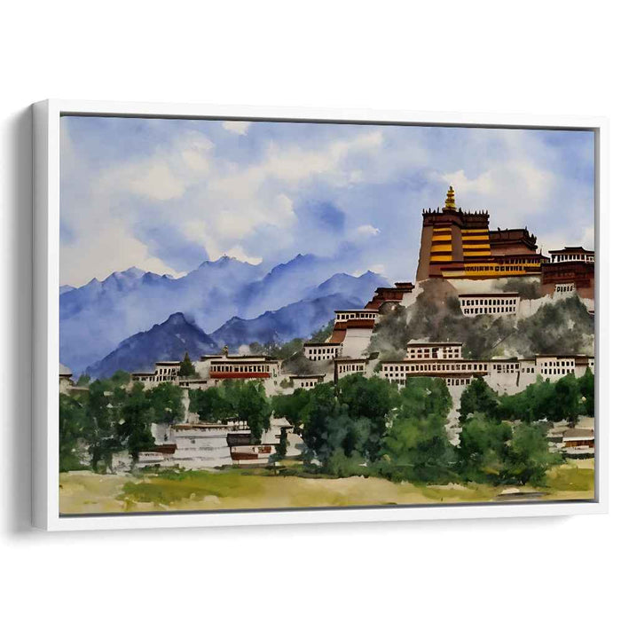 Serene Mountain Meadow Escape: Tranquil Hillside Retreat Canvas Art Print