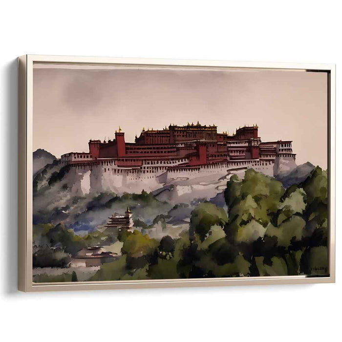 Ancient Echoes in Brushstrokes: Watercolor Landscape of Ancient Splendor