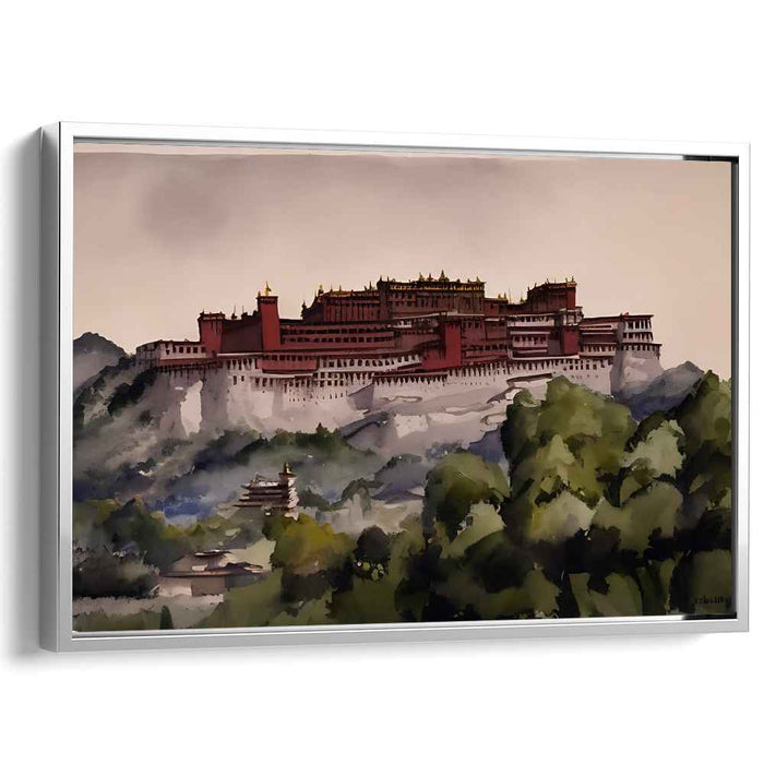 Ancient Echoes in Brushstrokes: Watercolor Landscape of Ancient Splendor