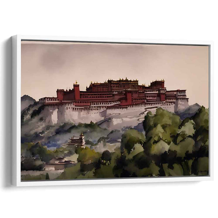 Ancient Echoes in Brushstrokes: Watercolor Landscape of Ancient Splendor