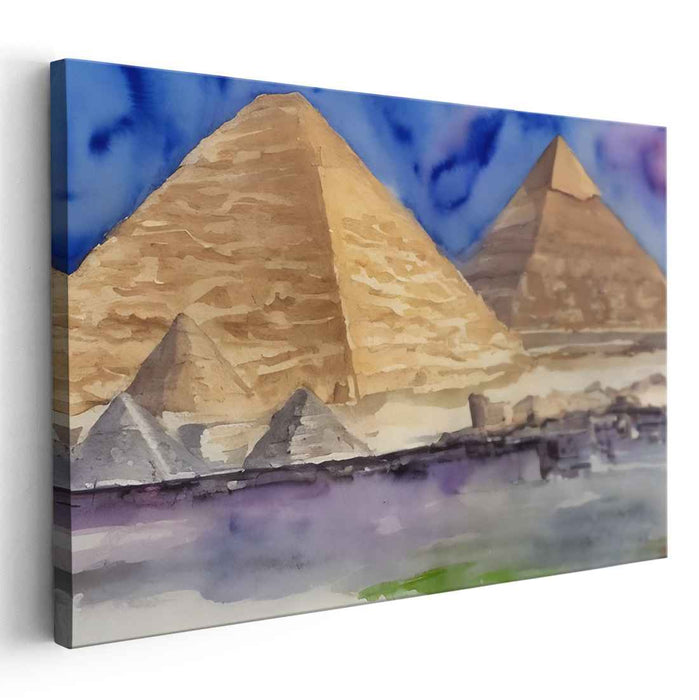 Ancient Aquatic Reverie: Watercolor Tribute to Ancient Wonders