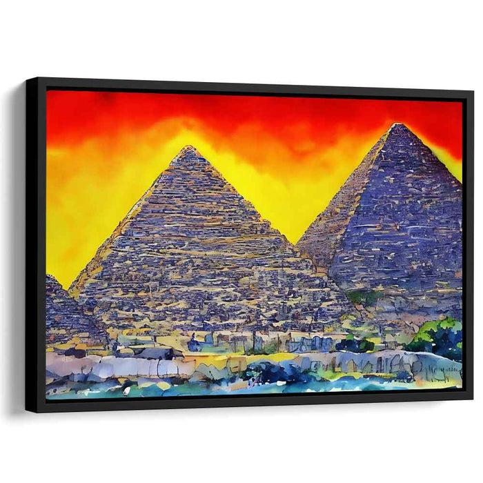 Giza's Dusk Glow: Vibrant Sunset over Giza Canvas Art Print