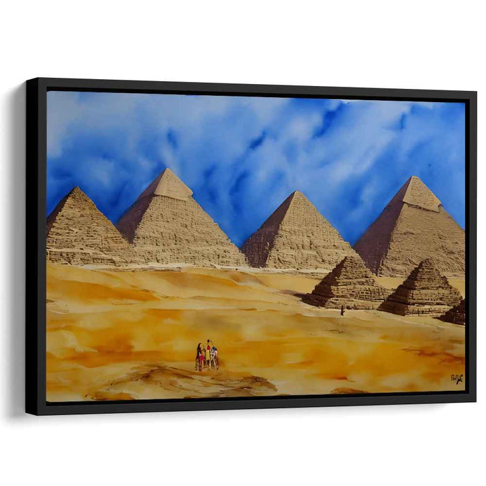 Giza Sunset Silhouettes: The Pyramids of Giza Under a Vibrant Sky