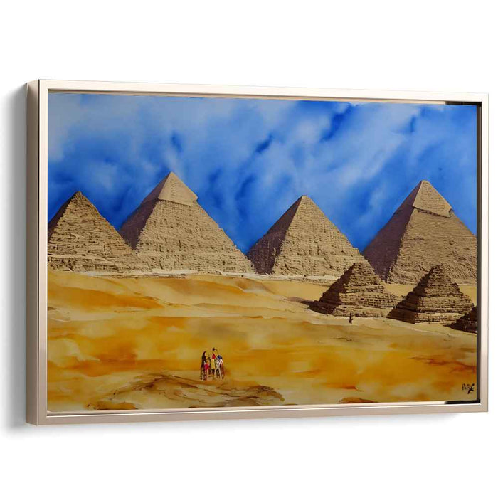 Giza Sunset Silhouettes: The Pyramids of Giza Under a Vibrant Sky