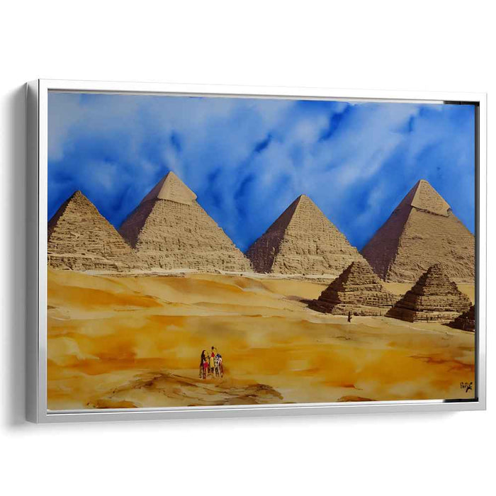 Giza Sunset Silhouettes: The Pyramids of Giza Under a Vibrant Sky