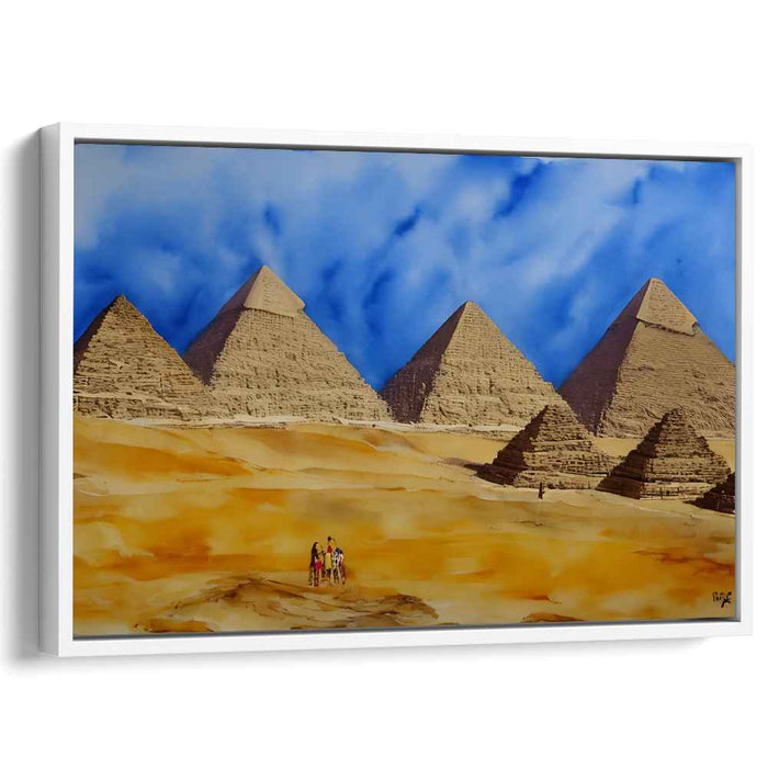 Giza Sunset Silhouettes: The Pyramids of Giza Under a Vibrant Sky