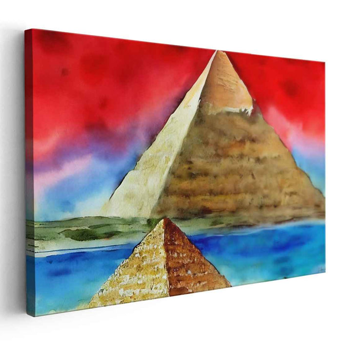 Mystical Pyramids: Surrealist Watercolor of Giza Wonders