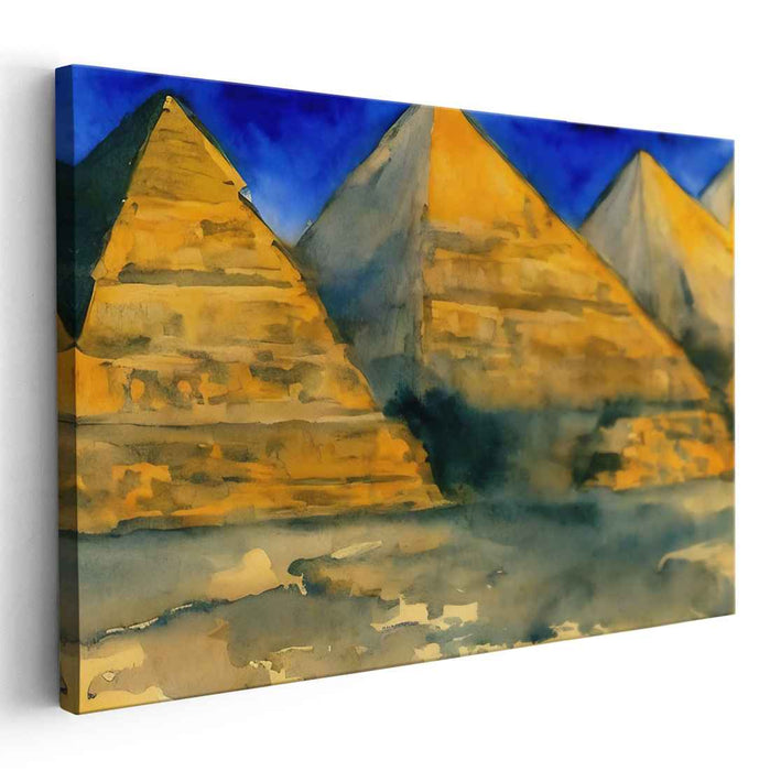 Eternal Mystique: Watercolor Pyramids of Giza Canvas Art