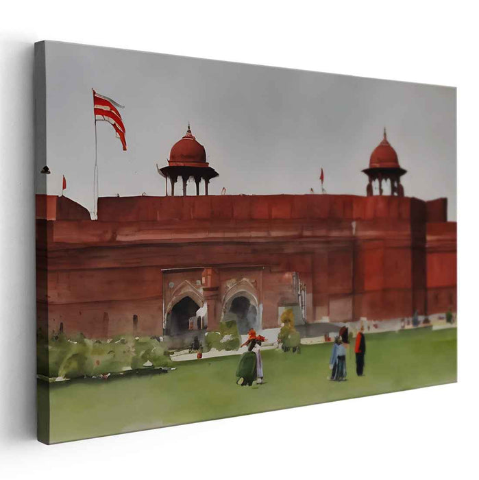 Blend of Scarlet Memories: Watercolor Impressions of Delhi's Red Fort