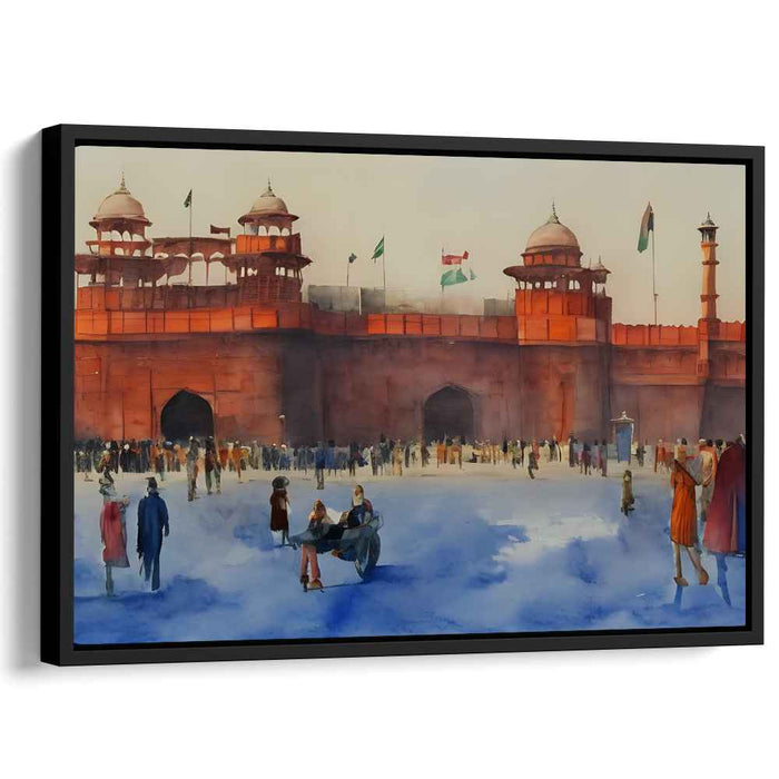 Crimson Citadel Memories Dance: Watercolor Impression of Red Fort