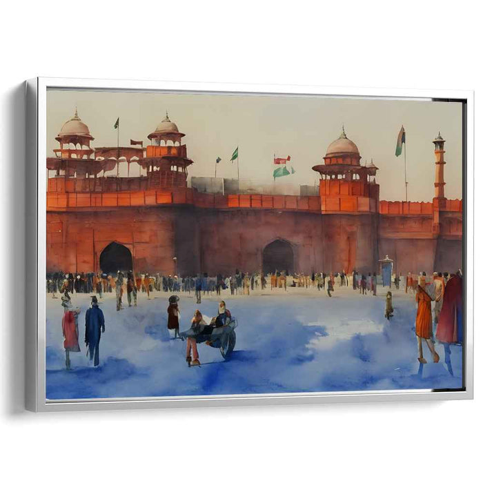 Crimson Citadel Memories Dance: Watercolor Impression of Red Fort