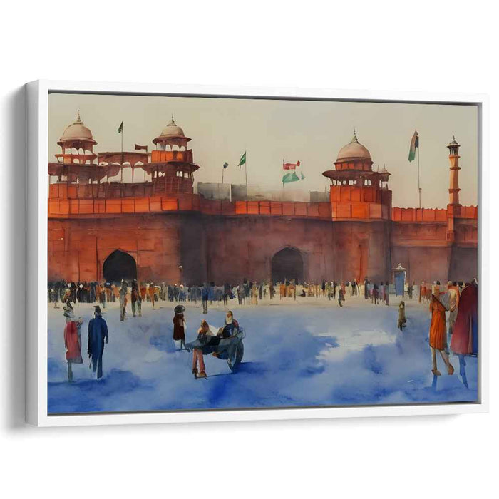 Crimson Citadel Memories Dance: Watercolor Impression of Red Fort