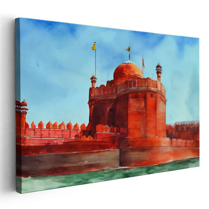 Pastel Memories: Historical Watercolor Landscape Canvas Art