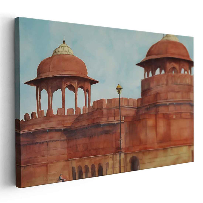 Majestic Fortunes: Historical Red Sandstone Fort Canvas Art