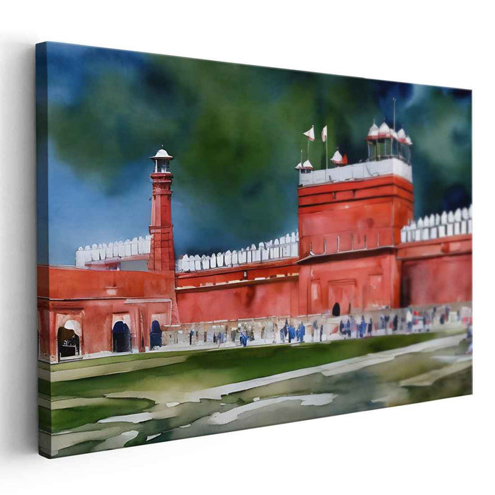 Pastel Valley View: Historical Watercolor Landscape Canvas Art