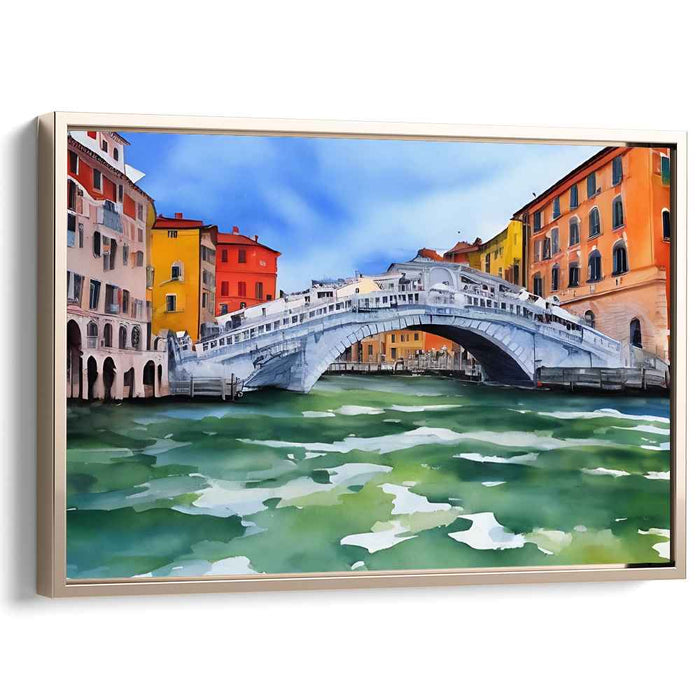 Venetian Dreamscape: Watercolor Rialto Bridge Canvas Art