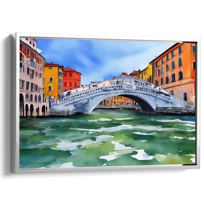 Venetian Dreamscape: Watercolor Rialto Bridge Canvas Art