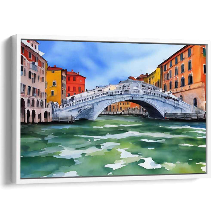 Venetian Dreamscape: Watercolor Rialto Bridge Canvas Art