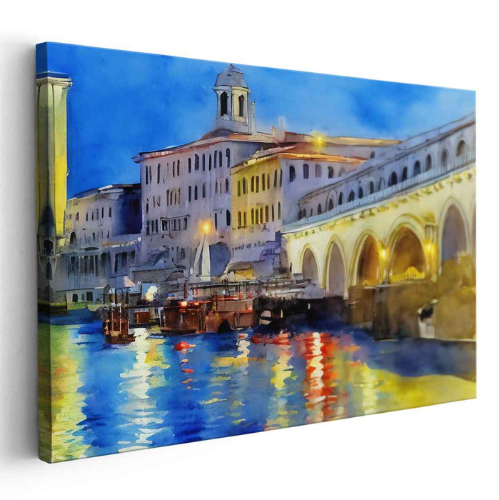 Pebble Pathways: Serene European Cityscape Watercolor Painting