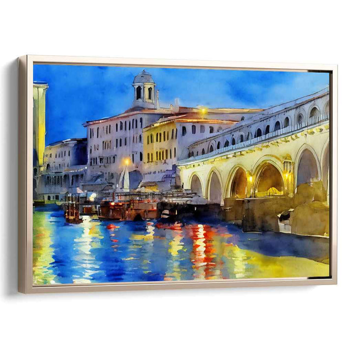 Pebble Pathways: Serene European Cityscape Watercolor Painting