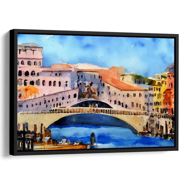 Venice Veil: Watercolor Rialto Bridge Canvas Art Print