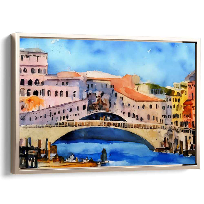 Venice Veil: Watercolor Rialto Bridge Canvas Art Print