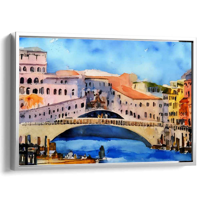 Venice Veil: Watercolor Rialto Bridge Canvas Art Print
