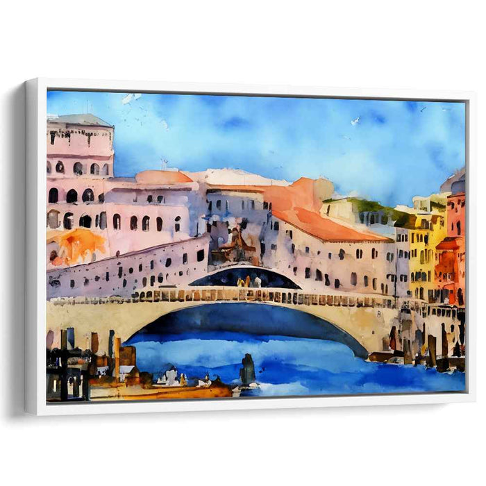 Venice Veil: Watercolor Rialto Bridge Canvas Art Print