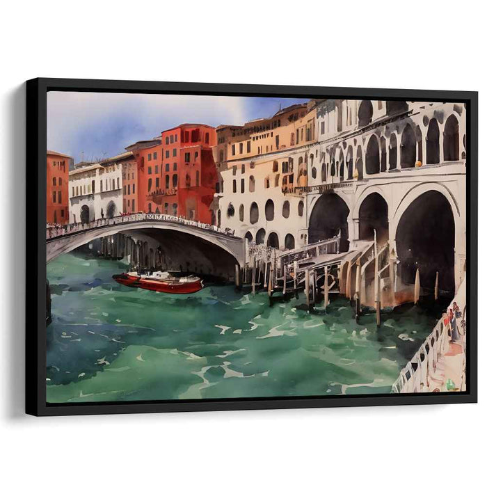 Canal Mirage Essence: Watercolor Impression of Rialto Bridge and Grand Canal