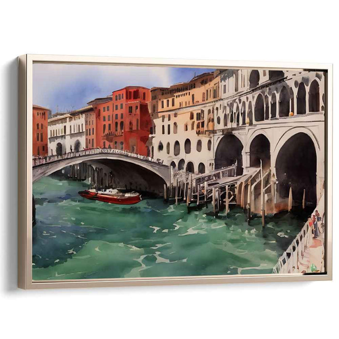 Canal Mirage Essence: Watercolor Impression of Rialto Bridge and Grand Canal