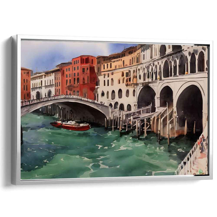 Canal Mirage Essence: Watercolor Impression of Rialto Bridge and Grand Canal