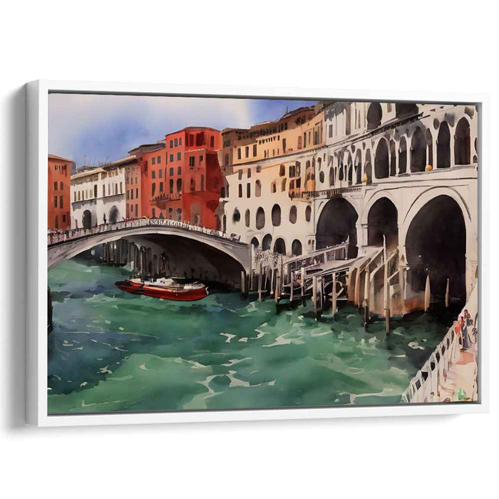 Canal Mirage Essence: Watercolor Impression of Rialto Bridge and Grand Canal