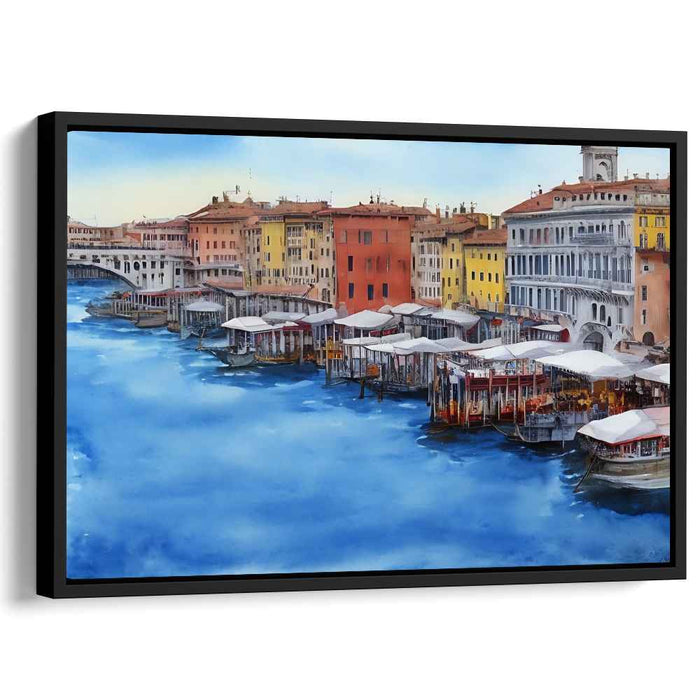 Chromatic Harbor Impressions: Colorful Waterfront Canvas Art Print