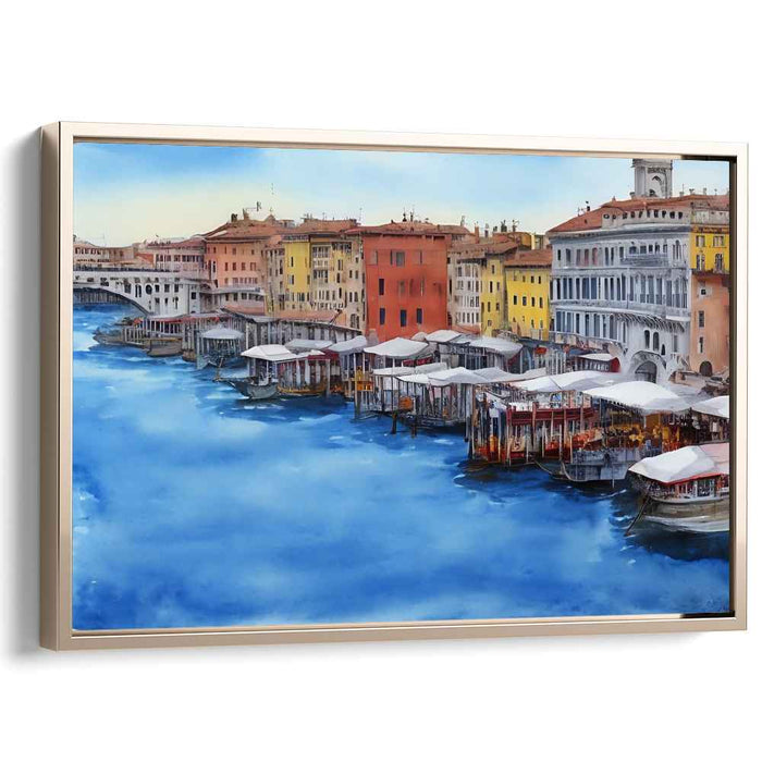 Chromatic Harbor Impressions: Colorful Waterfront Canvas Art Print