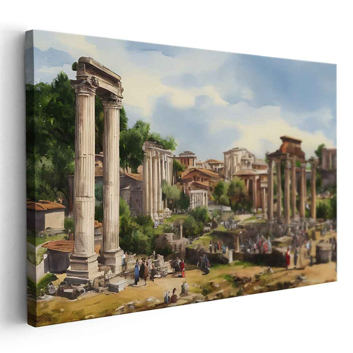 Ancient Rome Revisited: Classical Forum Ruins Canvas Art Print