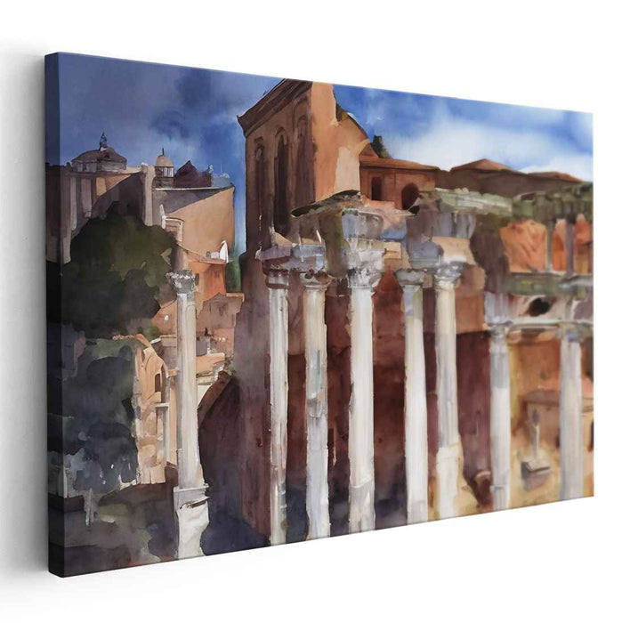 Aqueducts Awash in Aquarelle: Roman Ruins in Watercolor