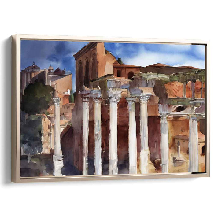 Aqueducts Awash in Aquarelle: Roman Ruins in Watercolor