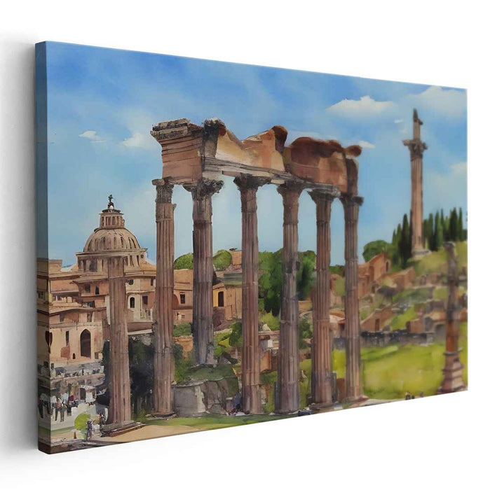 Echoes of Ancient Ruins: Watercolor Impressions of the Roman Forum