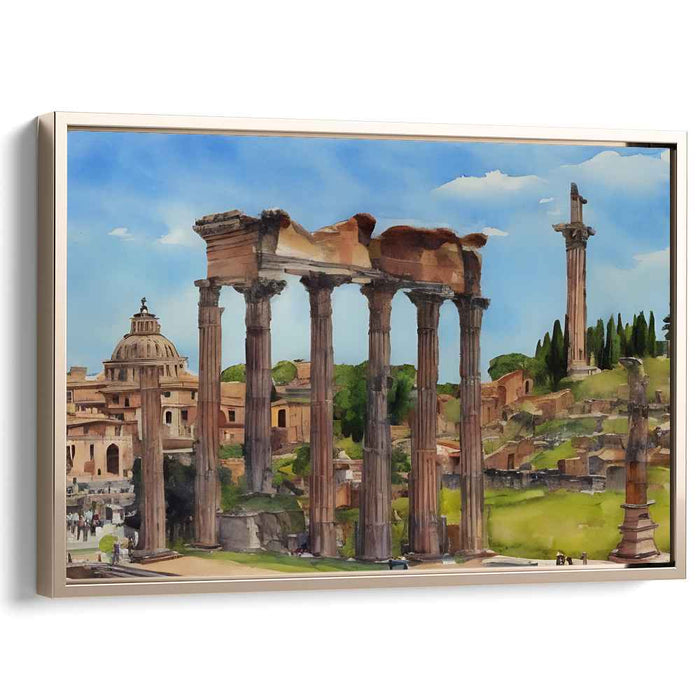 Echoes of Ancient Ruins: Watercolor Impressions of the Roman Forum