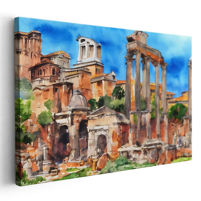 Serene Aquatic Symphony: Watercolor Elegance of Classical Antiquity