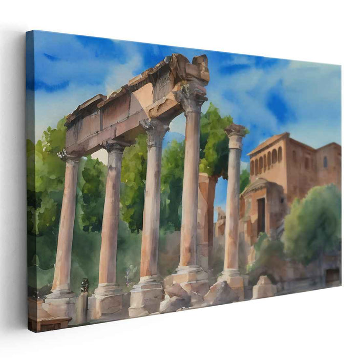 Skyward Pillars: Classical Columns Under a Blue Sky