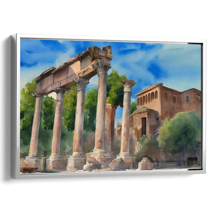 Skyward Pillars: Classical Columns Under a Blue Sky