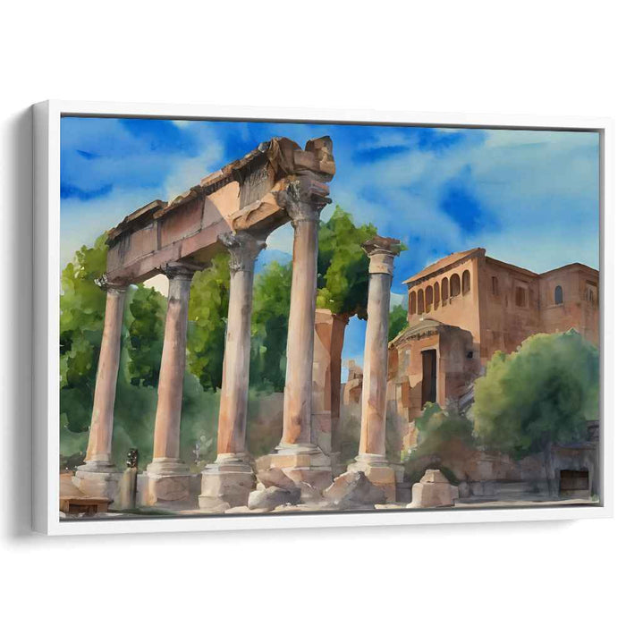 Skyward Pillars: Classical Columns Under a Blue Sky