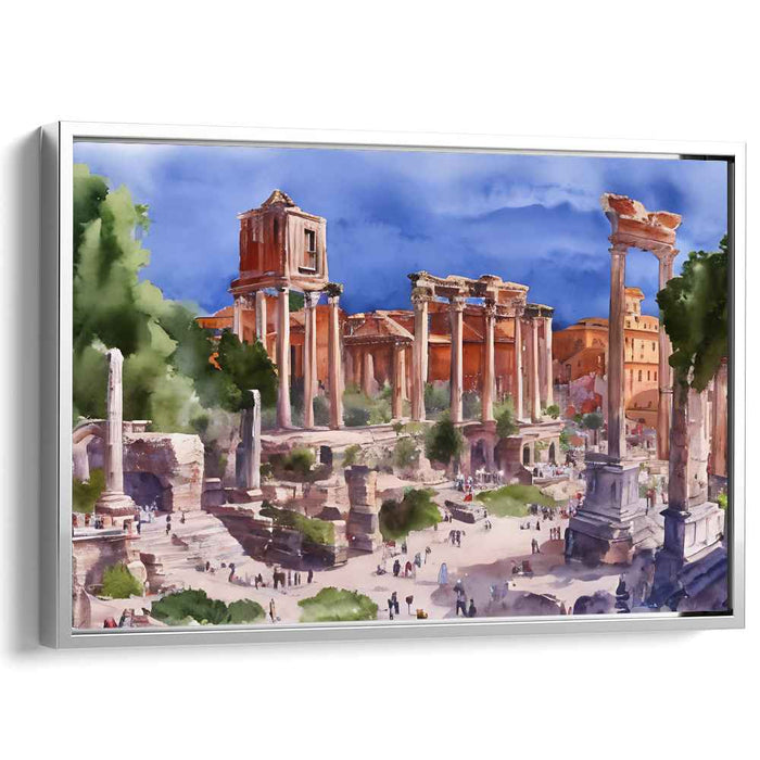 Golden Echoes Whisper Ruins: Sunlit Ruins Canvas Art Print