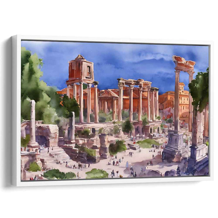 Golden Echoes Whisper Ruins: Sunlit Ruins Canvas Art Print