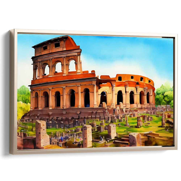 Ancient Whispers: The Colosseum in Vibrant Hues Canvas Art Print