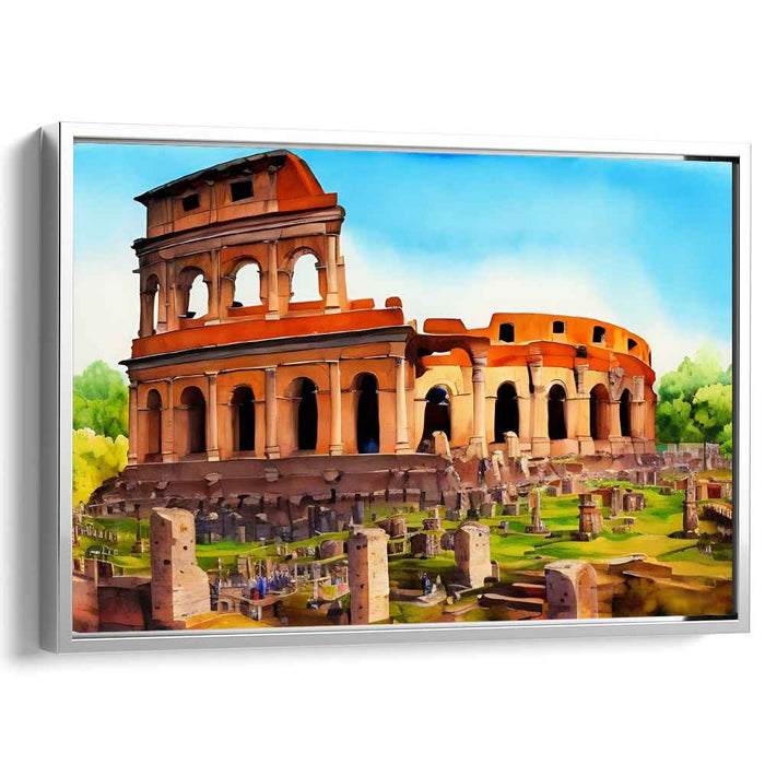 Ancient Whispers: The Colosseum in Vibrant Hues Canvas Art Print