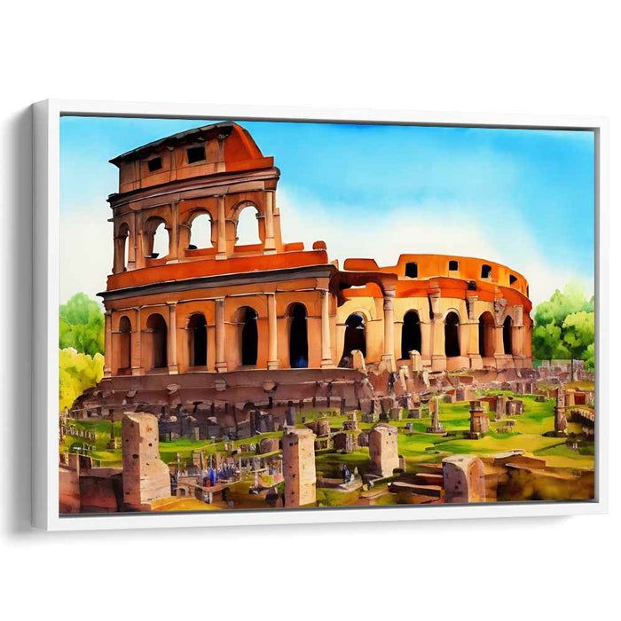 Ancient Whispers: The Colosseum in Vibrant Hues Canvas Art Print
