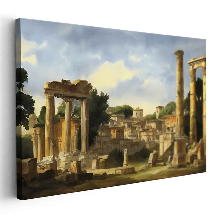 Eternal Echoes of Timelessness: Classical Roman Ruins in Golden Light Canvas Art