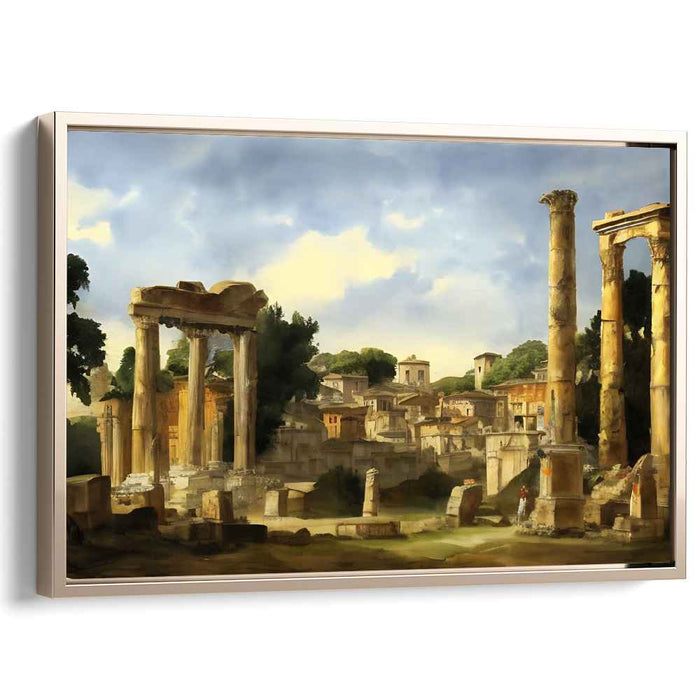 Eternal Echoes of Timelessness: Classical Roman Ruins in Golden Light Canvas Art